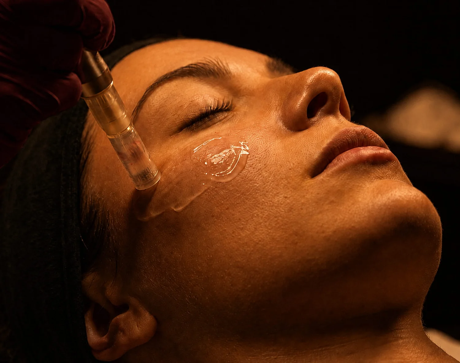 A microneedling treatment in progress at the Costa Mesa clinic.
