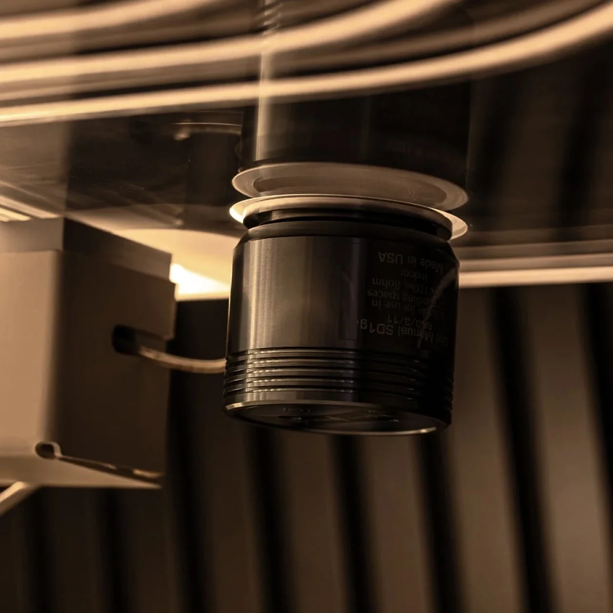 A close detail of one of the Ammortal Chamber’s vibroacoustic transducers.